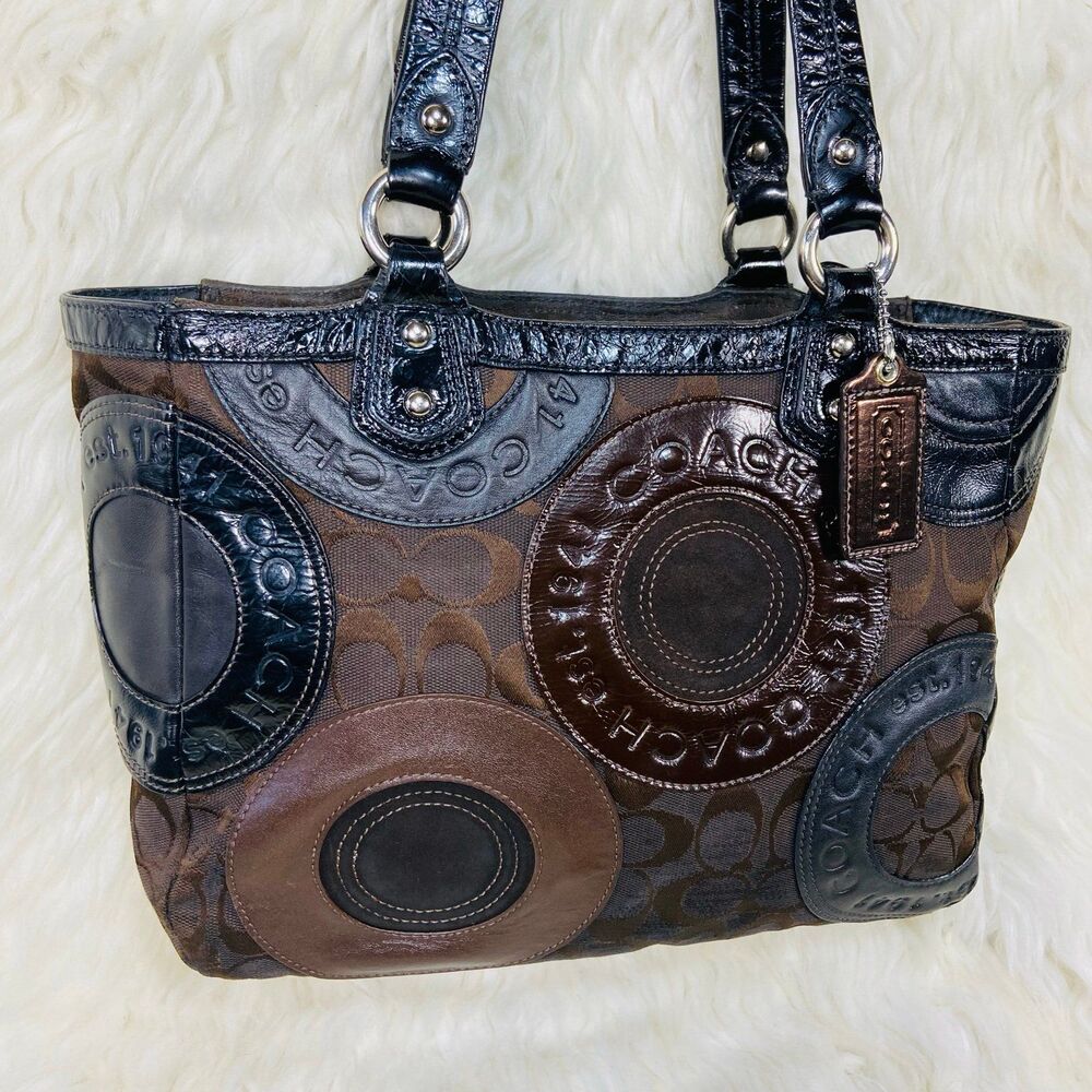 Coach Circle Mosaic Patchwork East West Tote